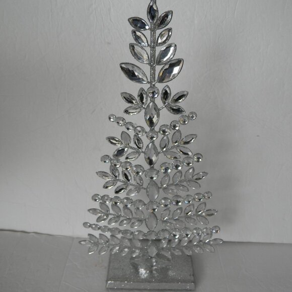 14.5" Faceted Jewel Tree with Glittered Base by Valerie PARR HILL SILVER - Picture 2 of 5